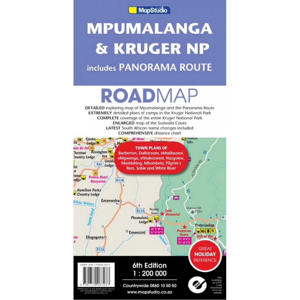 Mpumalanga Kruger NP, Panorama Route Map Studio 